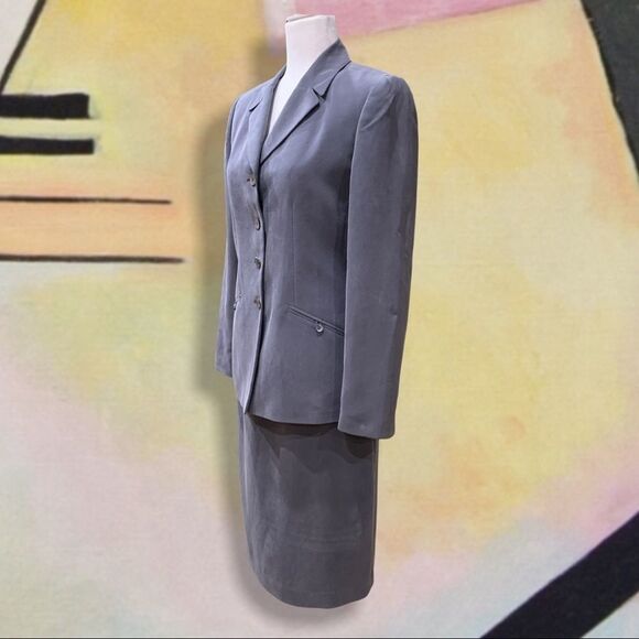 Kasper ASL 2 pc Skirt & jacket blazer suit set charcoal Gray Sz 10 - Picture 1 of 15